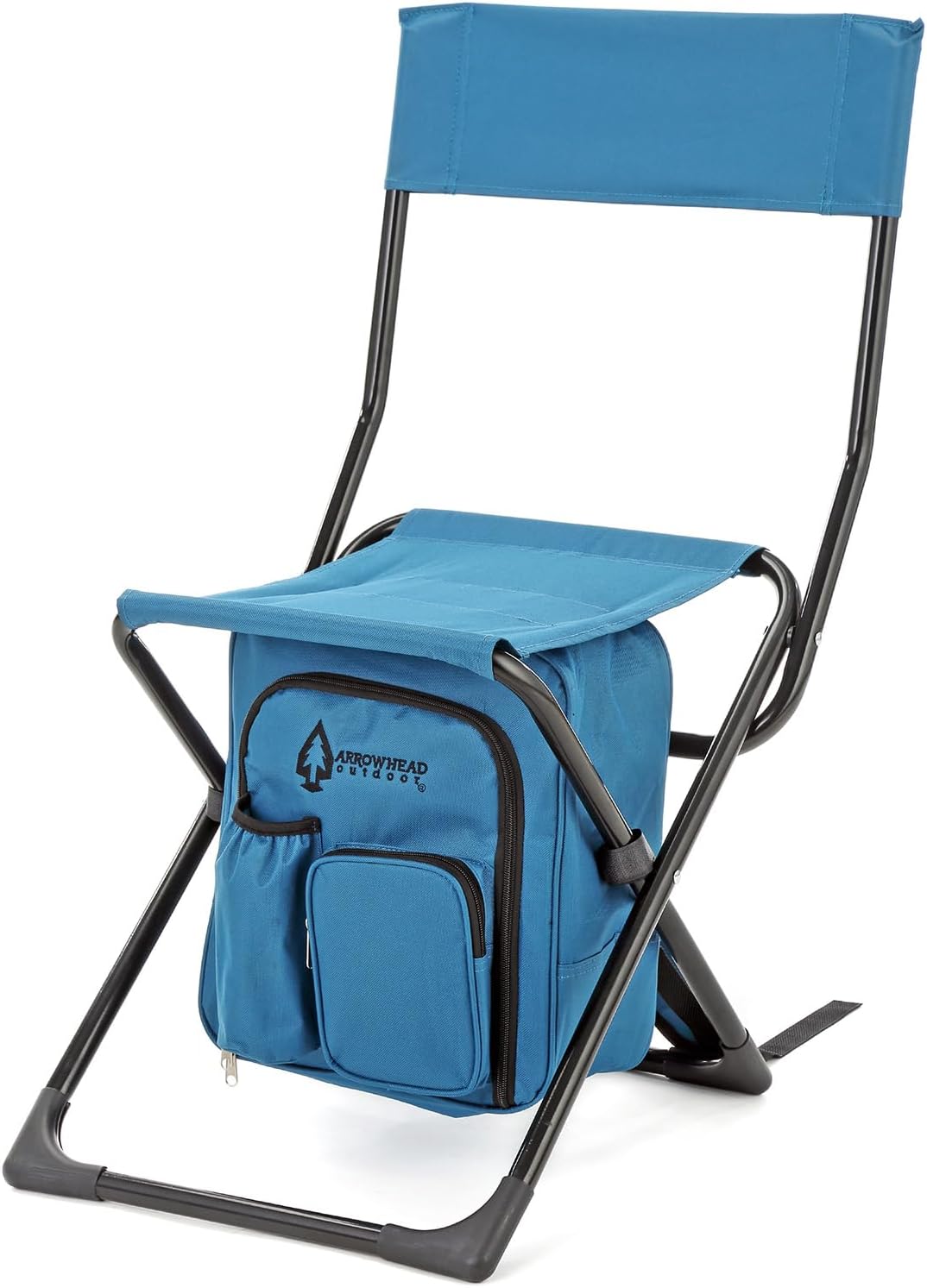 Arrowhead Outdoor Multi-function 3-in-1 Compact Fishing Chair: Backpack, Stool & Insulated Cooler, w/ Bottle Holder & Storage Bag, External Pockets, B