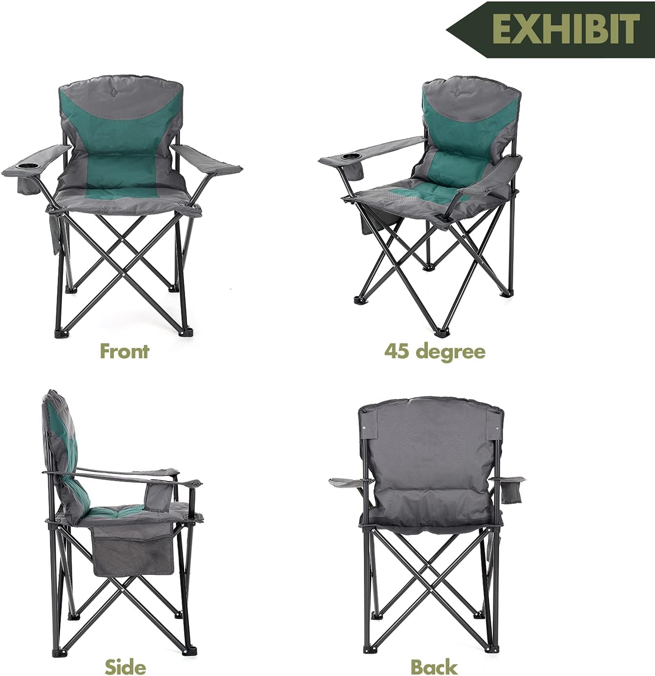 Portable Folding Camping Quad Chair w/Added Ultra-Comfortable Padding