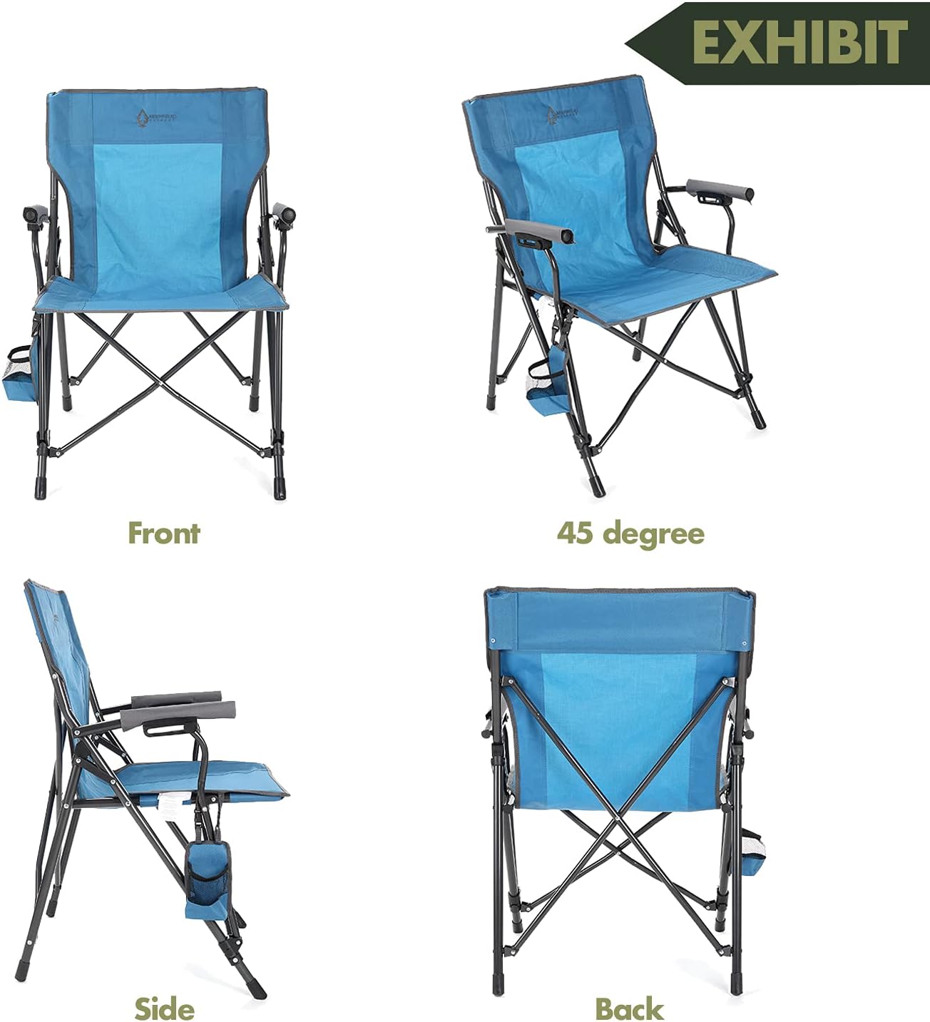 Portable Solid Hard-Arm High-Back Folding Camping Quad Chair