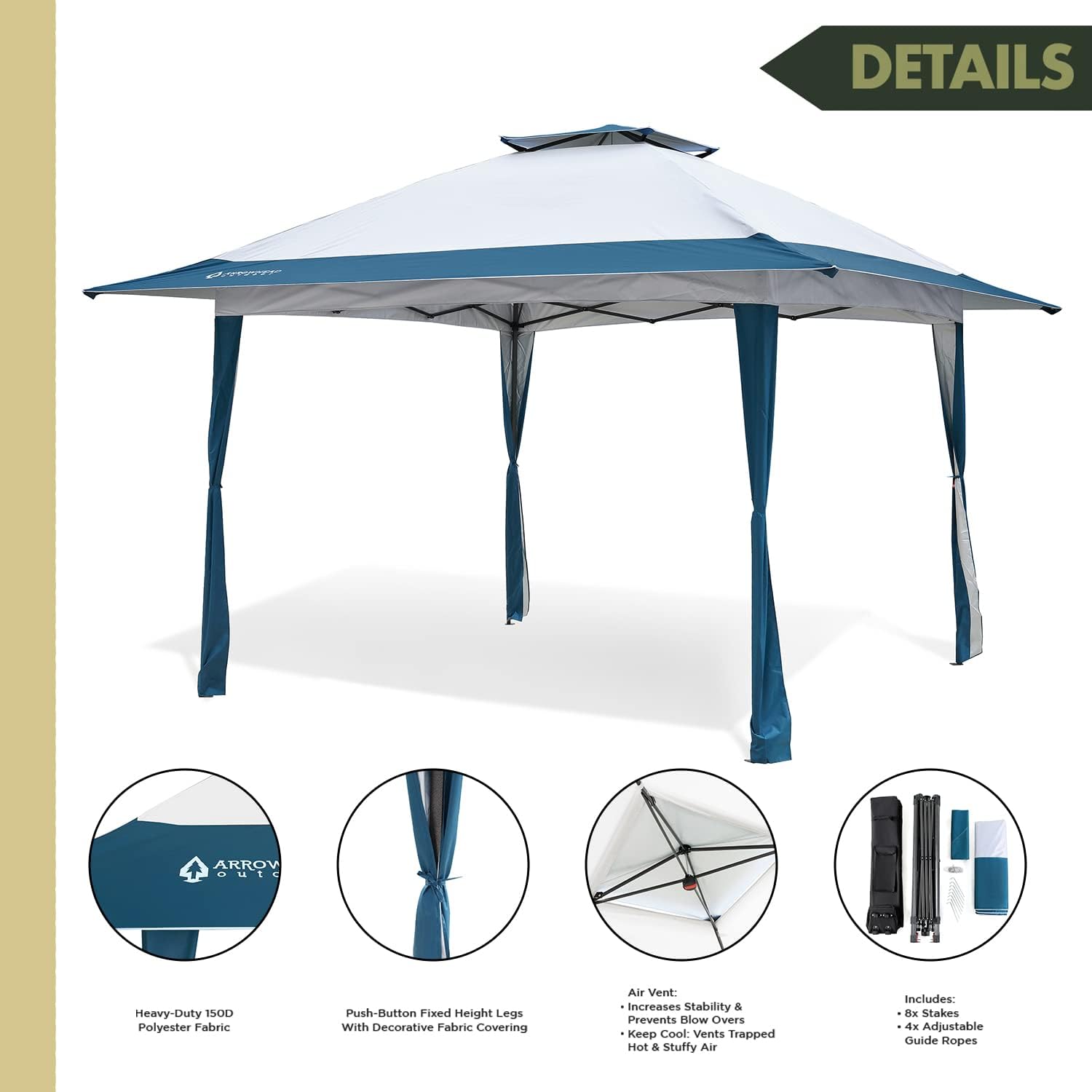 13' x 13' Pop-Up Canopy & Instant Shelter - Water & UV Resistant