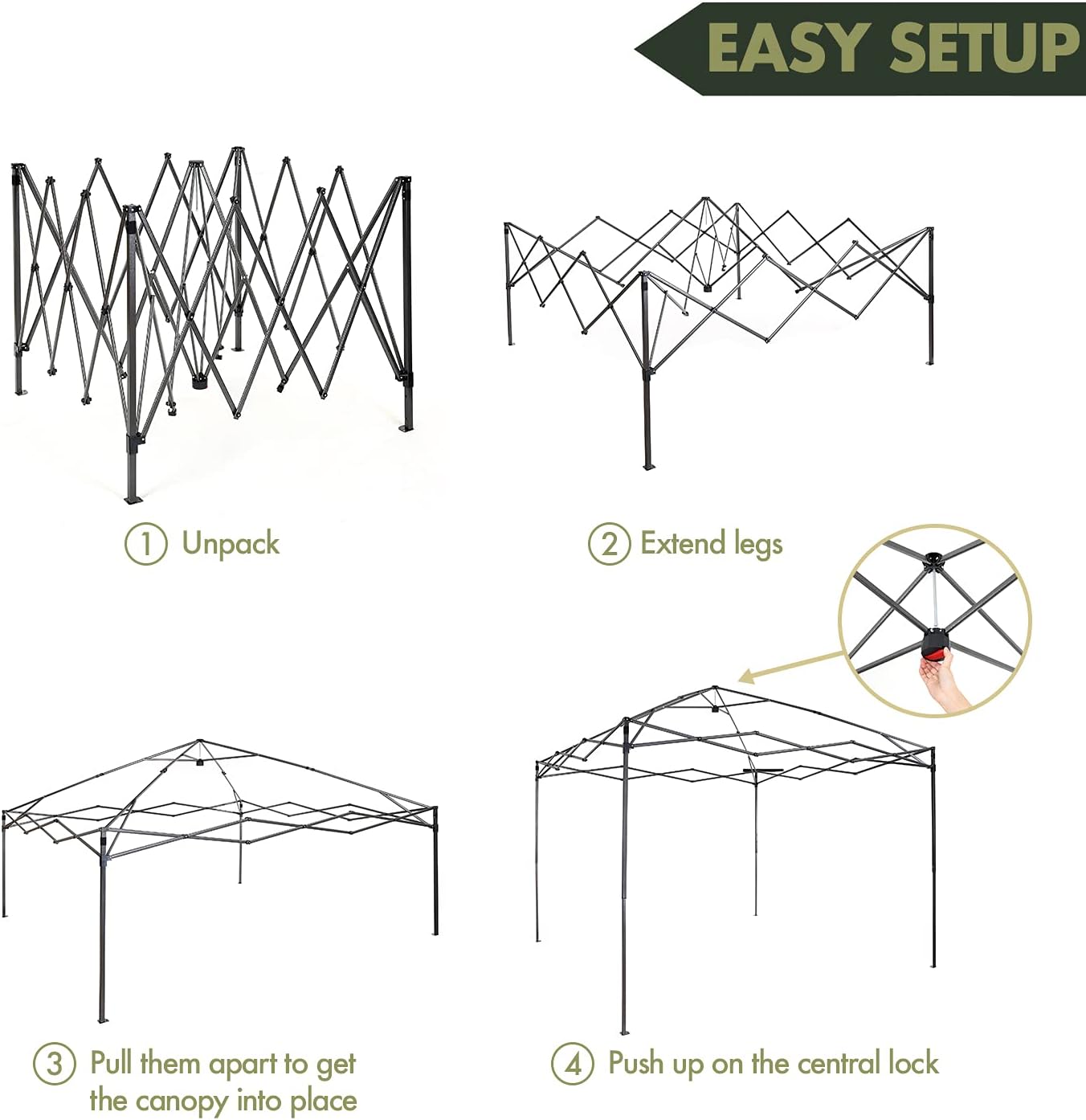 10’ x 20’ High Ceiling Pop-Up Canopy & Instant Shelter, Water & UV Resistant