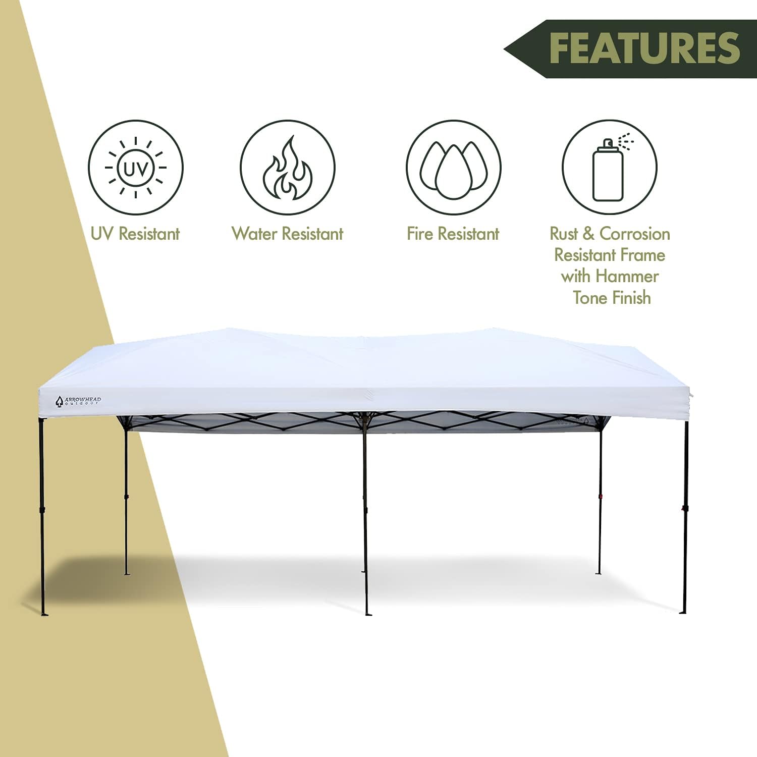 10’ x 20’ High Ceiling Pop-Up Canopy & Instant Shelter, Water & UV Resistant