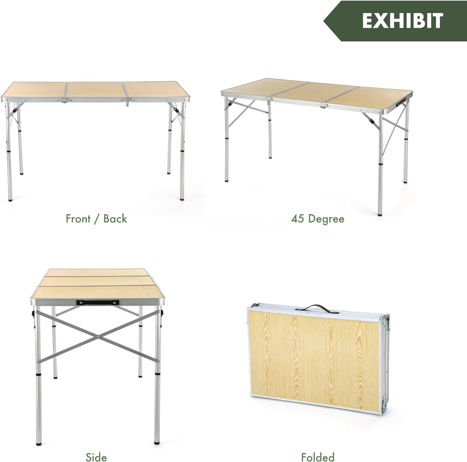 4’ ft Heavy-Duty Portable Aluminum Frame Folding Table w/Leveling Feet