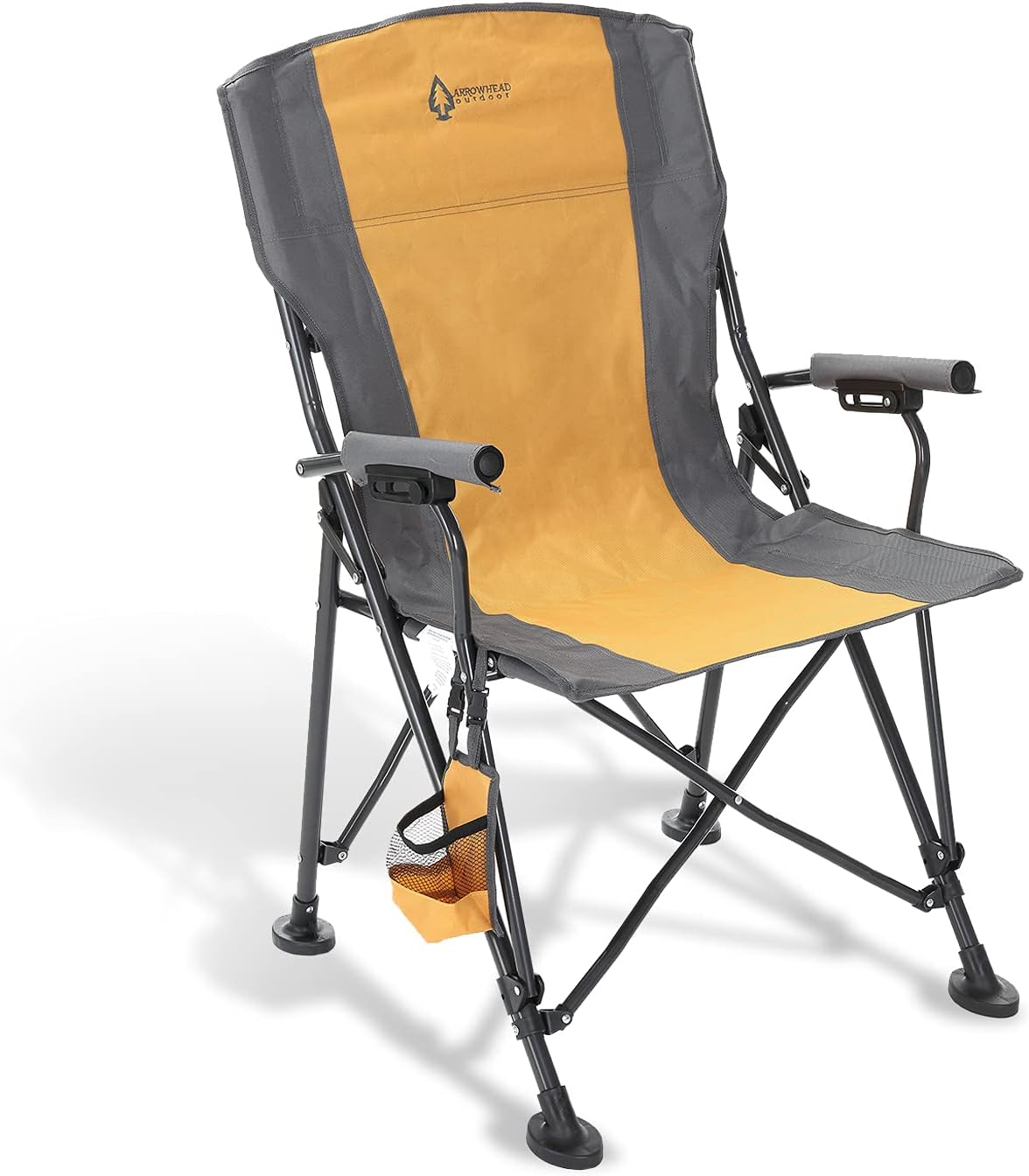 Heavy-Duty Solid Hard-Arm High-Back Folding Camping Quad Chair