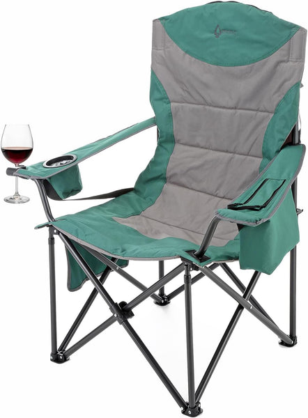 thumbnail image 2 of ARROWHEAD OUTDOOR XXL Folding Padded Camping Chair W/Cup & Wine Holder, Armrest Cooler, Support Up To 600 Lbs, Green 2 of 14