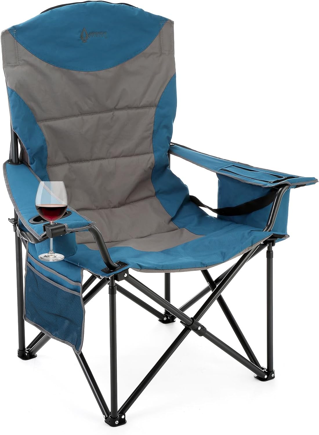 XXL Folding Padded Camping Chair w/Cup & Wine Holder