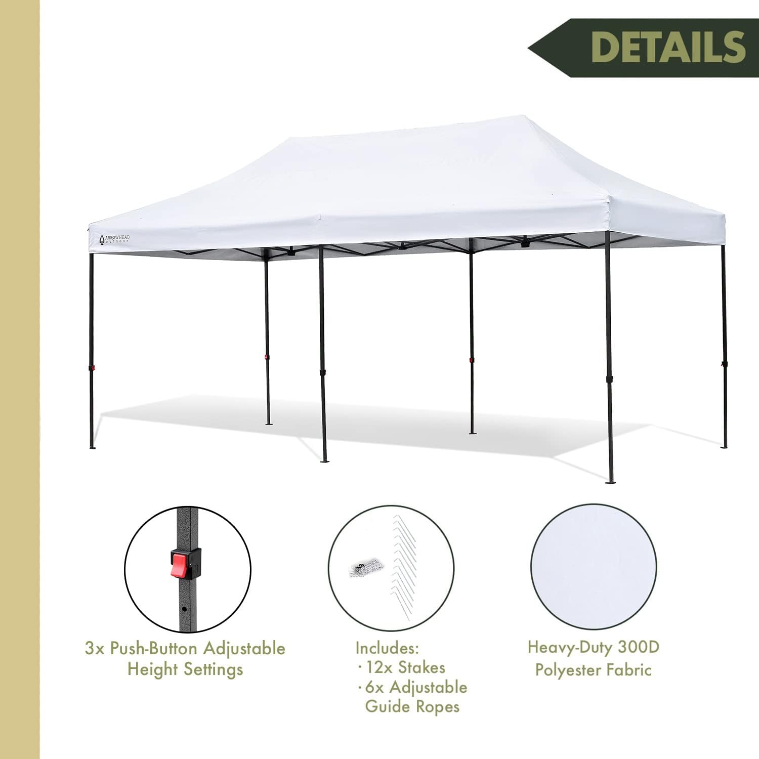 10’ x 20’ Pop-Up Canopy & Instant Shelter, Water & UV Resistant