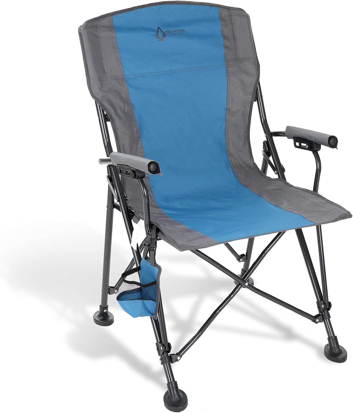 Heavy-Duty Solid Hard-Arm High-Back Folding Camping Quad Chair