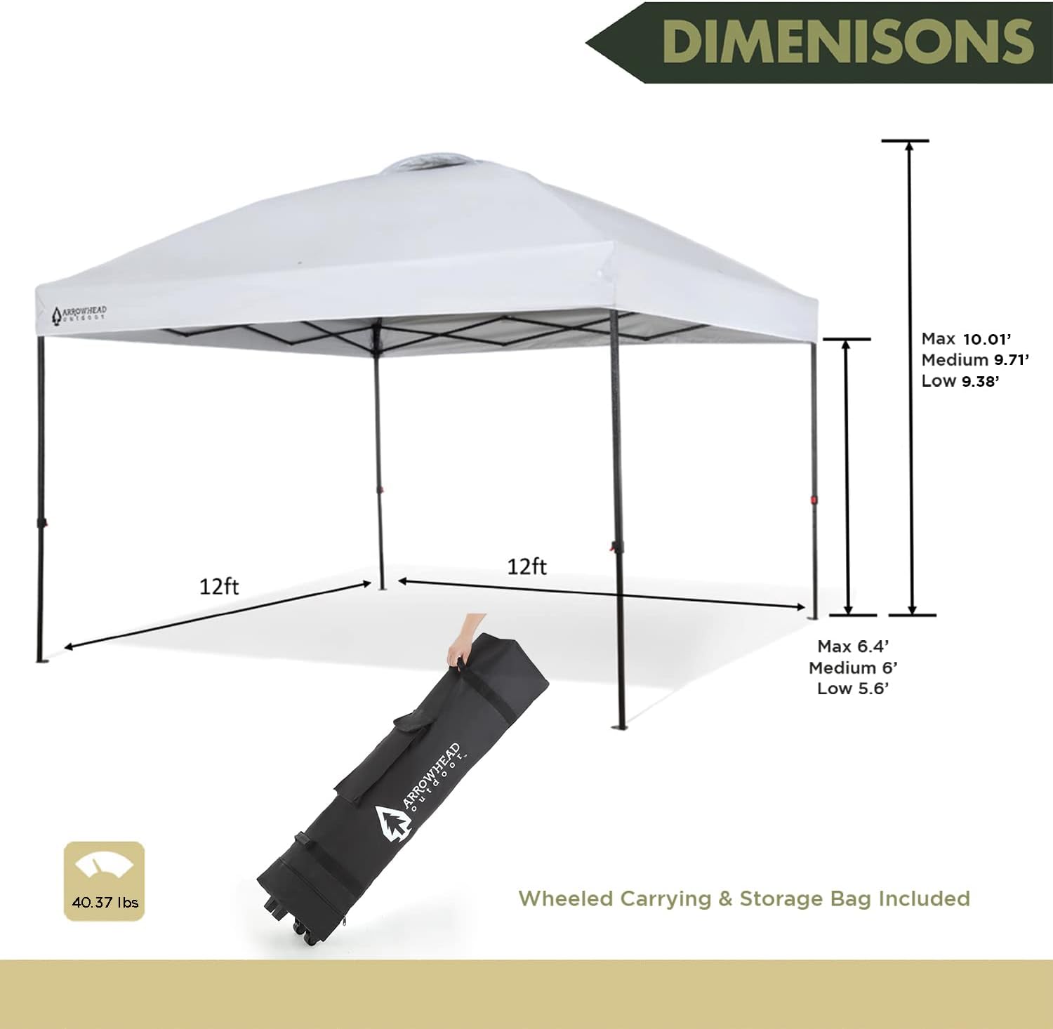 12' x 12' Pop-Up Canopy & Instant Shelter - Water & UV Resistant