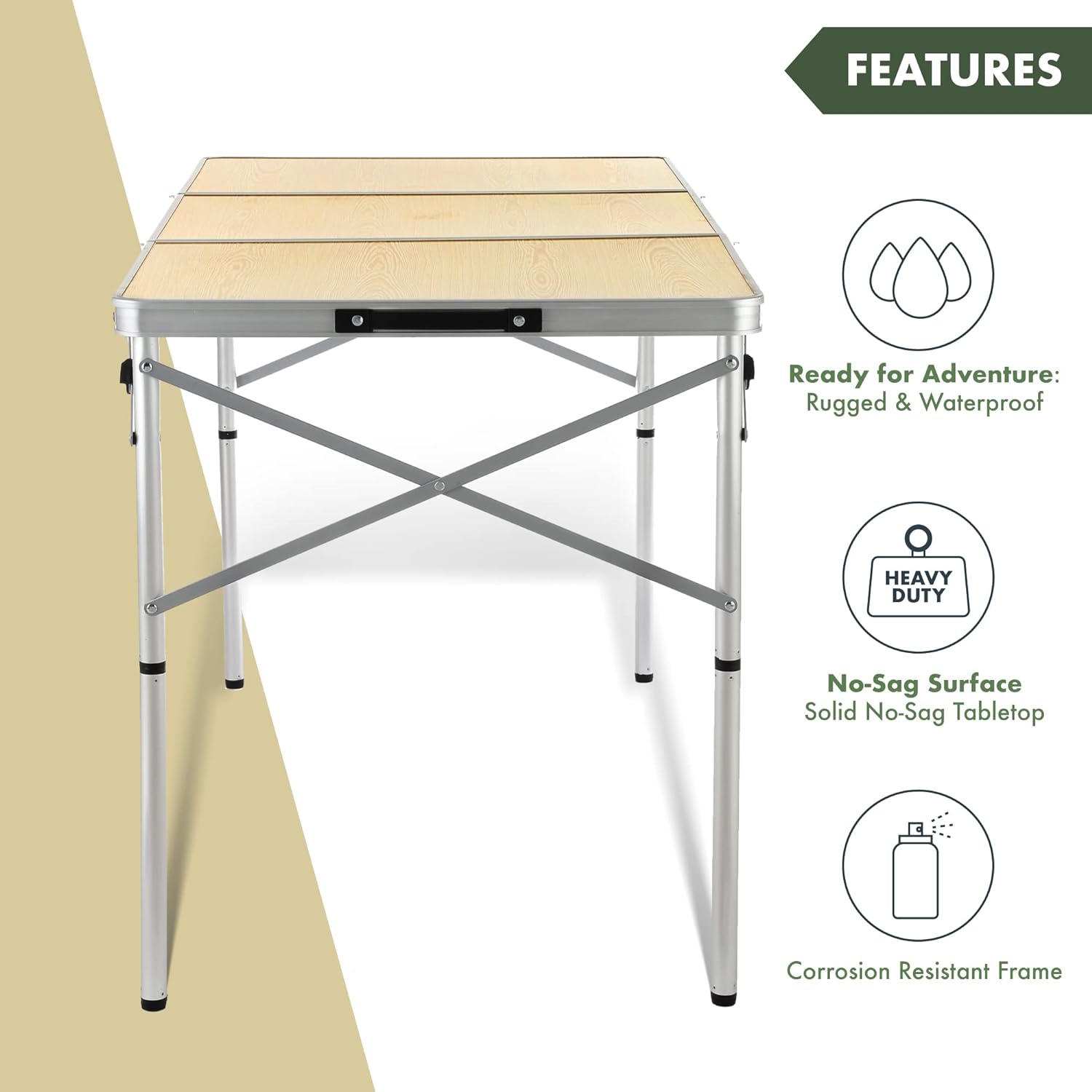 4’ ft Heavy-Duty Portable Aluminum Frame Folding Table w/Leveling Feet