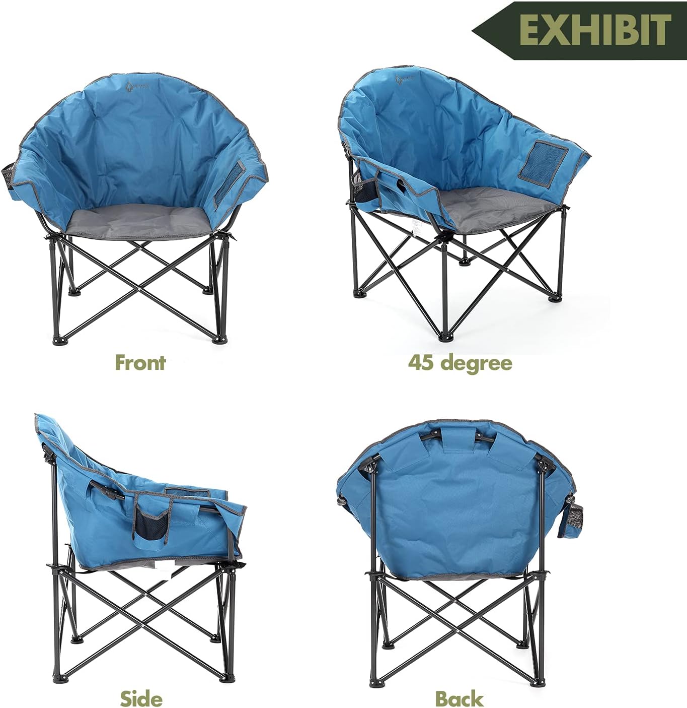 Oversized Heavy-Duty Club Folding Camping Chair w/External Pocket