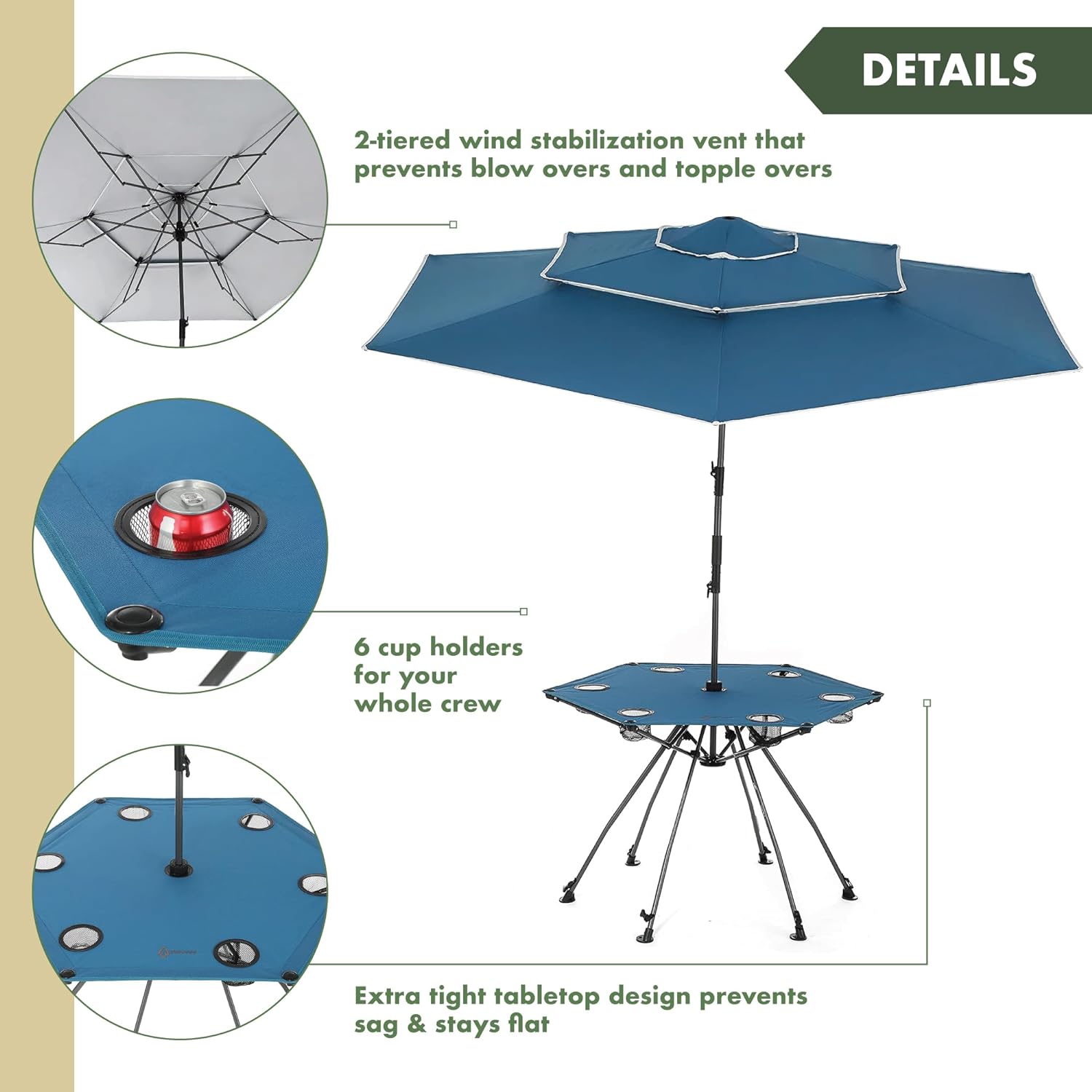 8FT Beach Umbrella & Folding Table