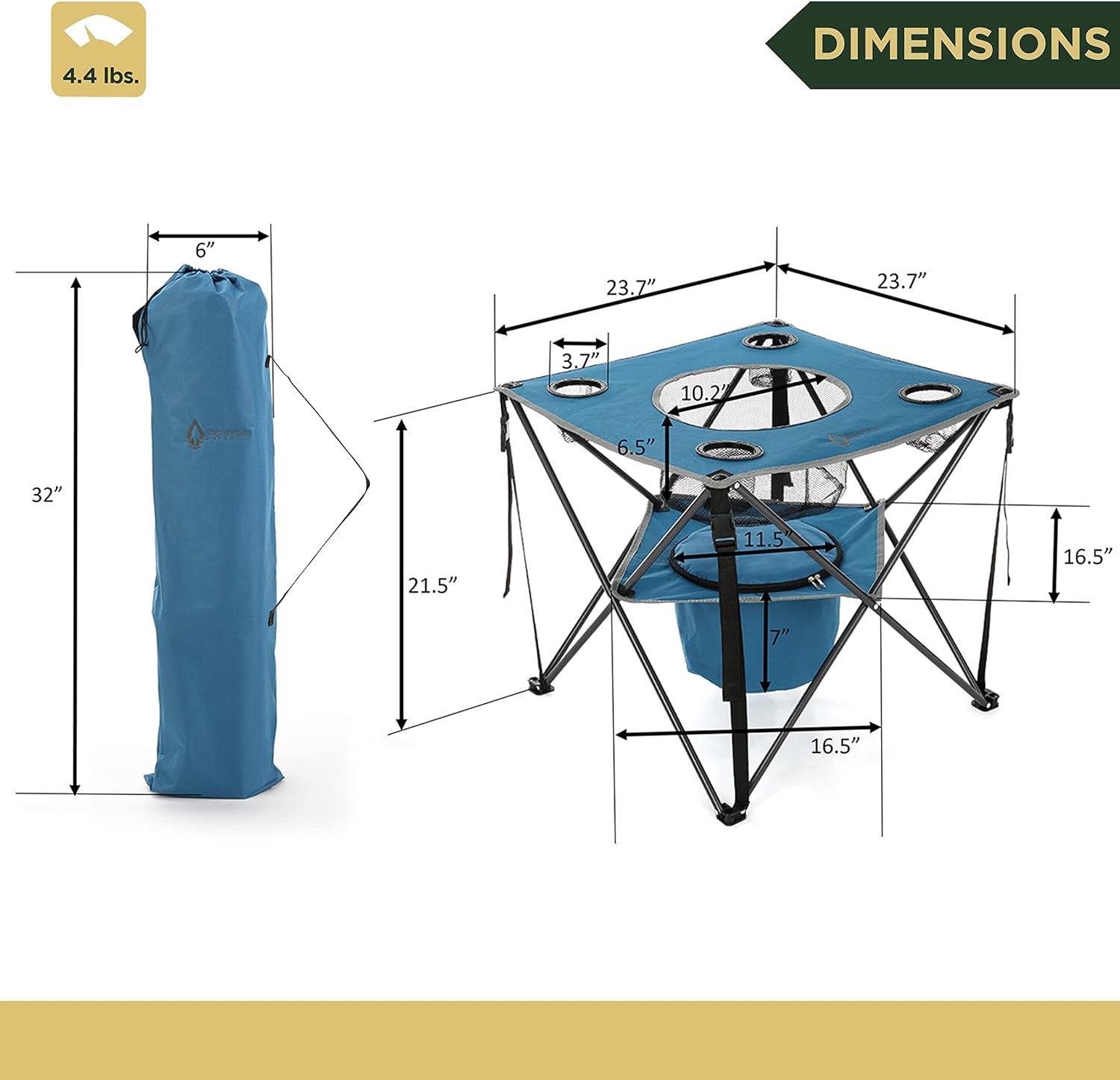 Portable Folding Tailgate Table, 4 Cup Holders