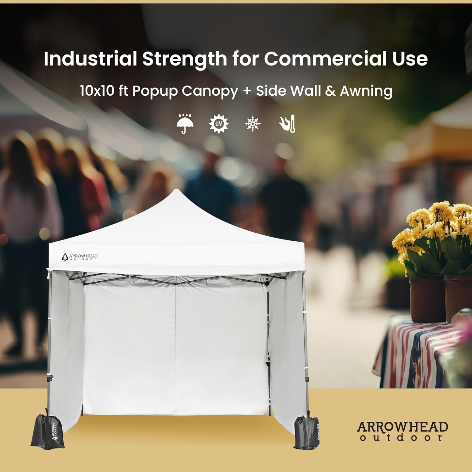 10' x 10' Pop-Up Canopy with Sidewalls & Awning