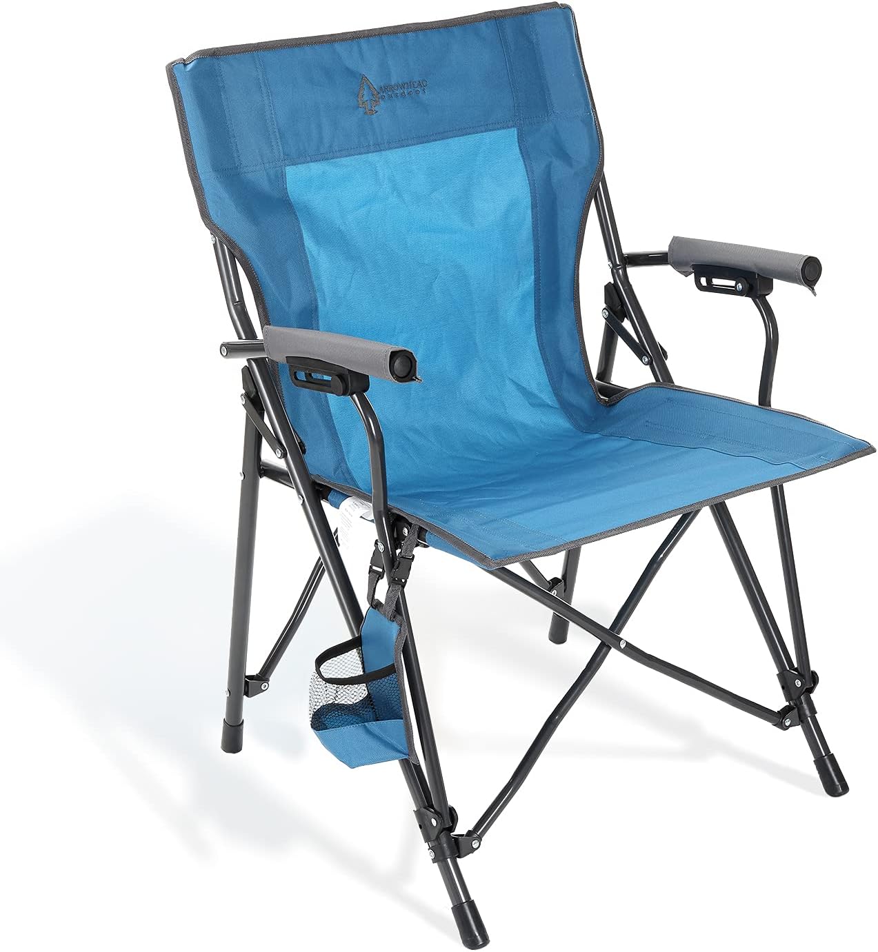 Portable Solid Hard-Arm High-Back Folding Camping Quad Chair