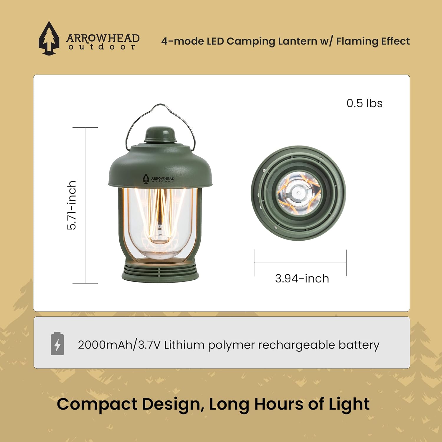 6-inch LED Camping Lantern with USB-C Charging