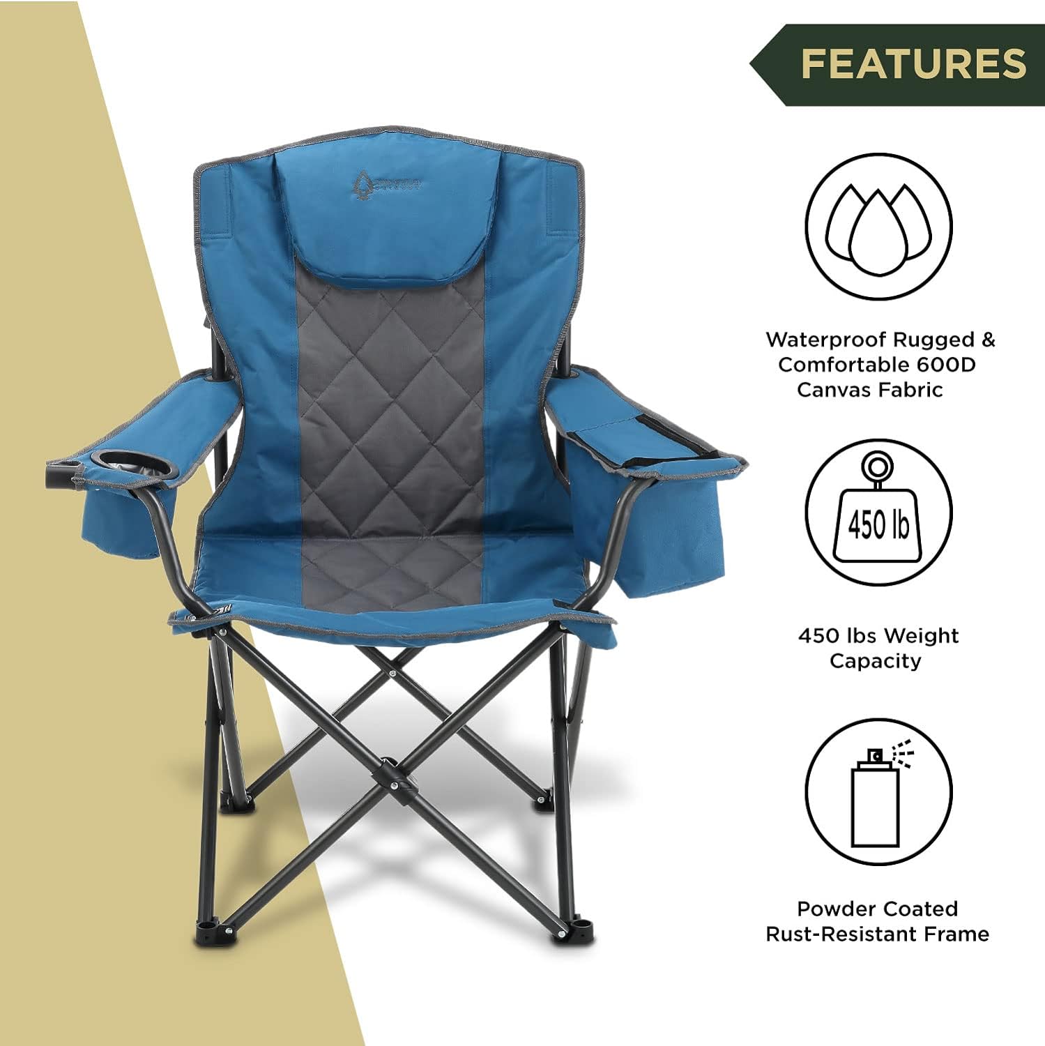 Portable Folding Camping Quad Chair w/ 6-Can Cooler