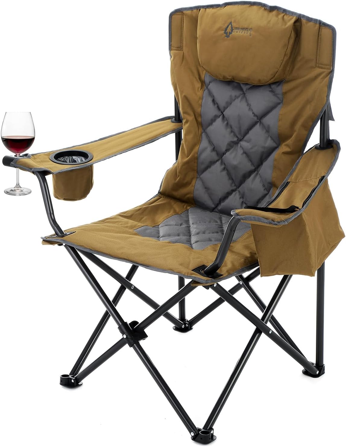 Portable Folding Camping Quad Chair w/ 6-Can Cooler