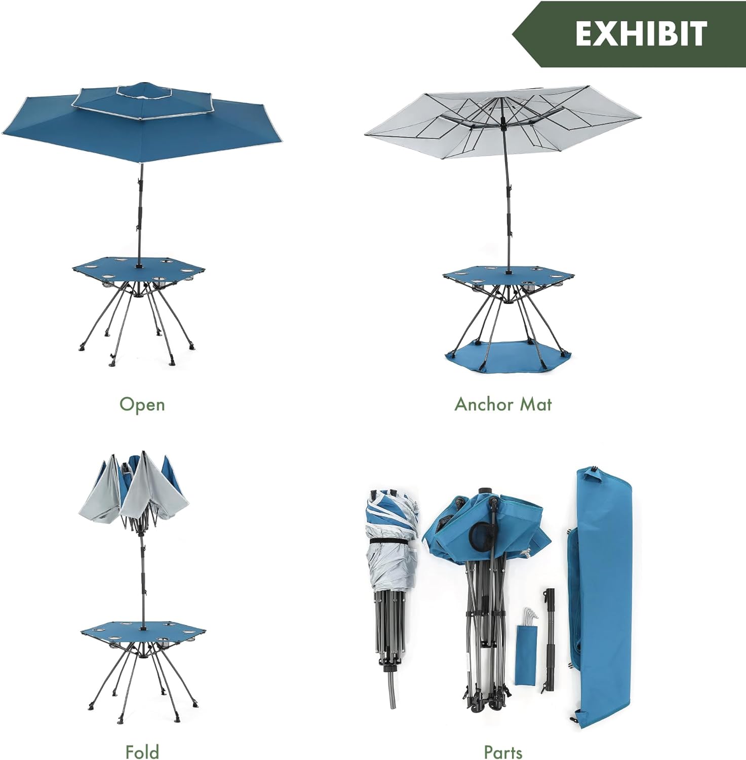 8FT Beach Umbrella & Folding Table