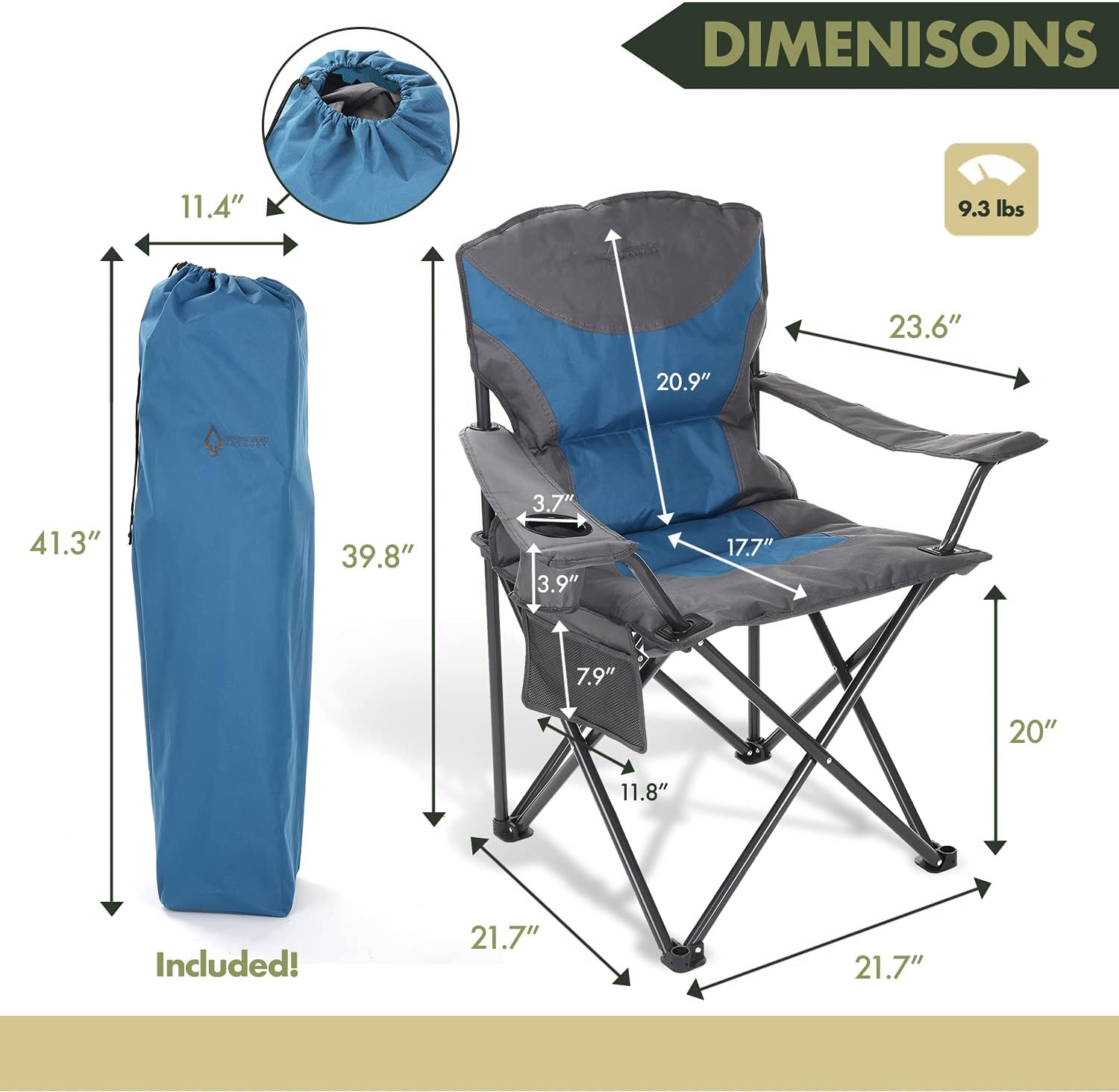 Portable Folding Camping Quad Chair w/Added Ultra-Comfortable Padding