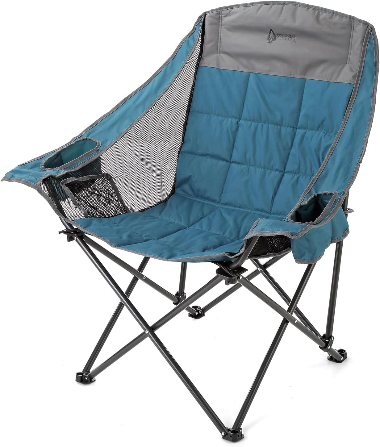 Oversized Folding Camp Chair w/Adjustable Double Sized Cup Holder