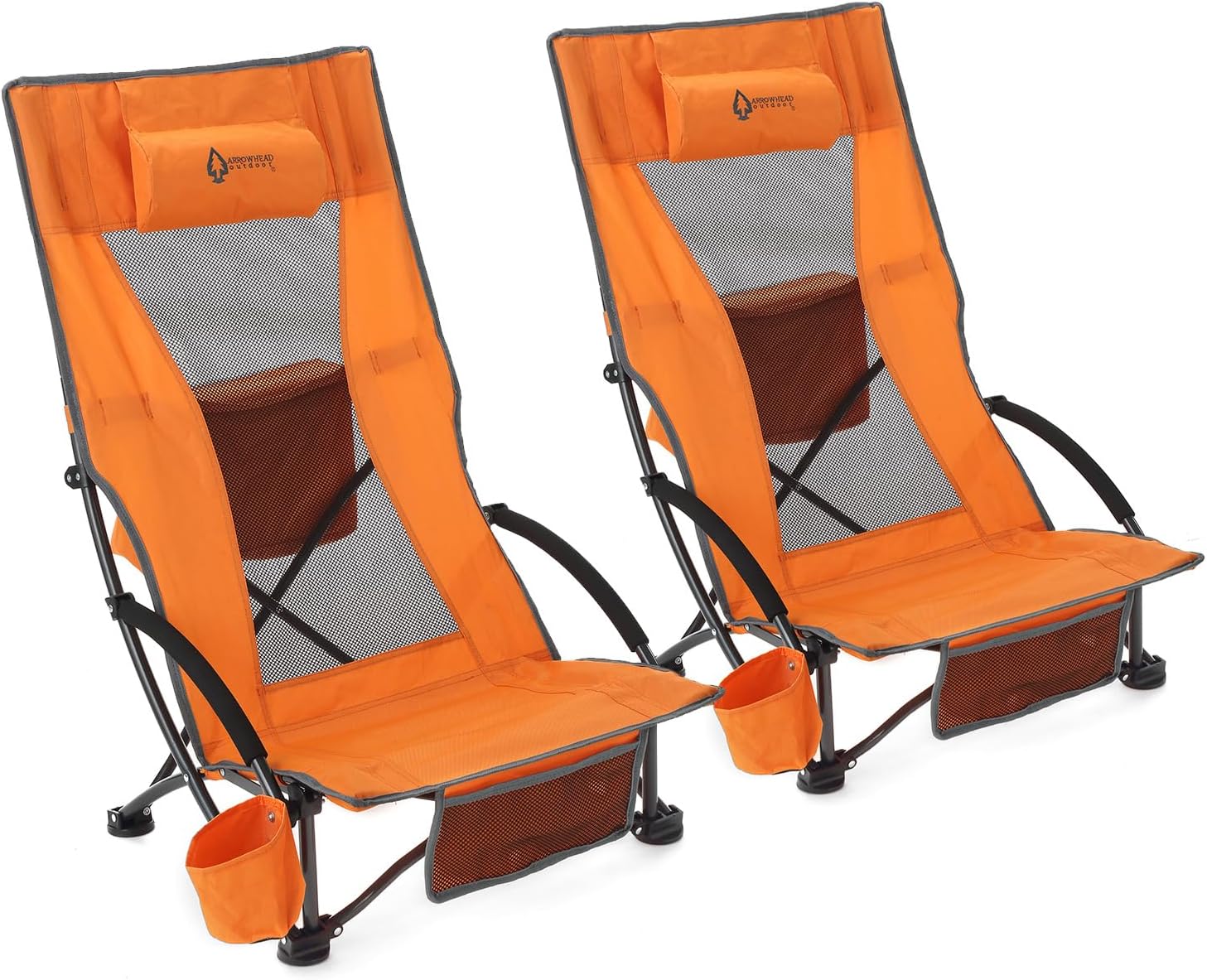 Low Seating + 20° Reclining Folding Beach Chair, 2-Pack