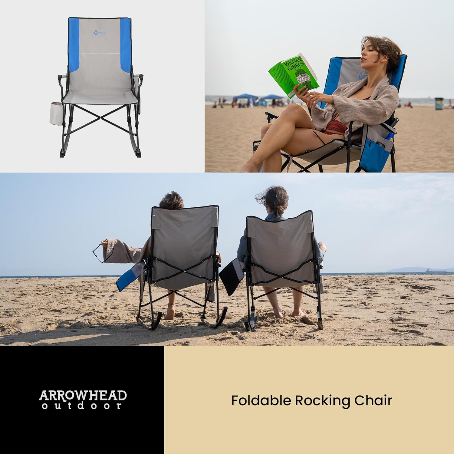 Foldable Rocking Camp Chair with Large Cup Holder