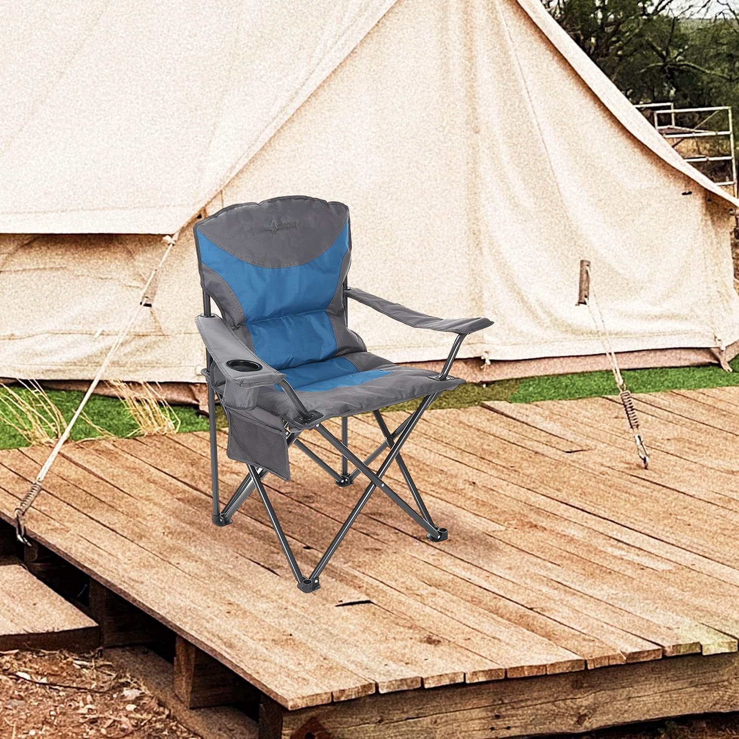 Portable Folding Camping Quad Chair w/Added Ultra-Comfortable Padding