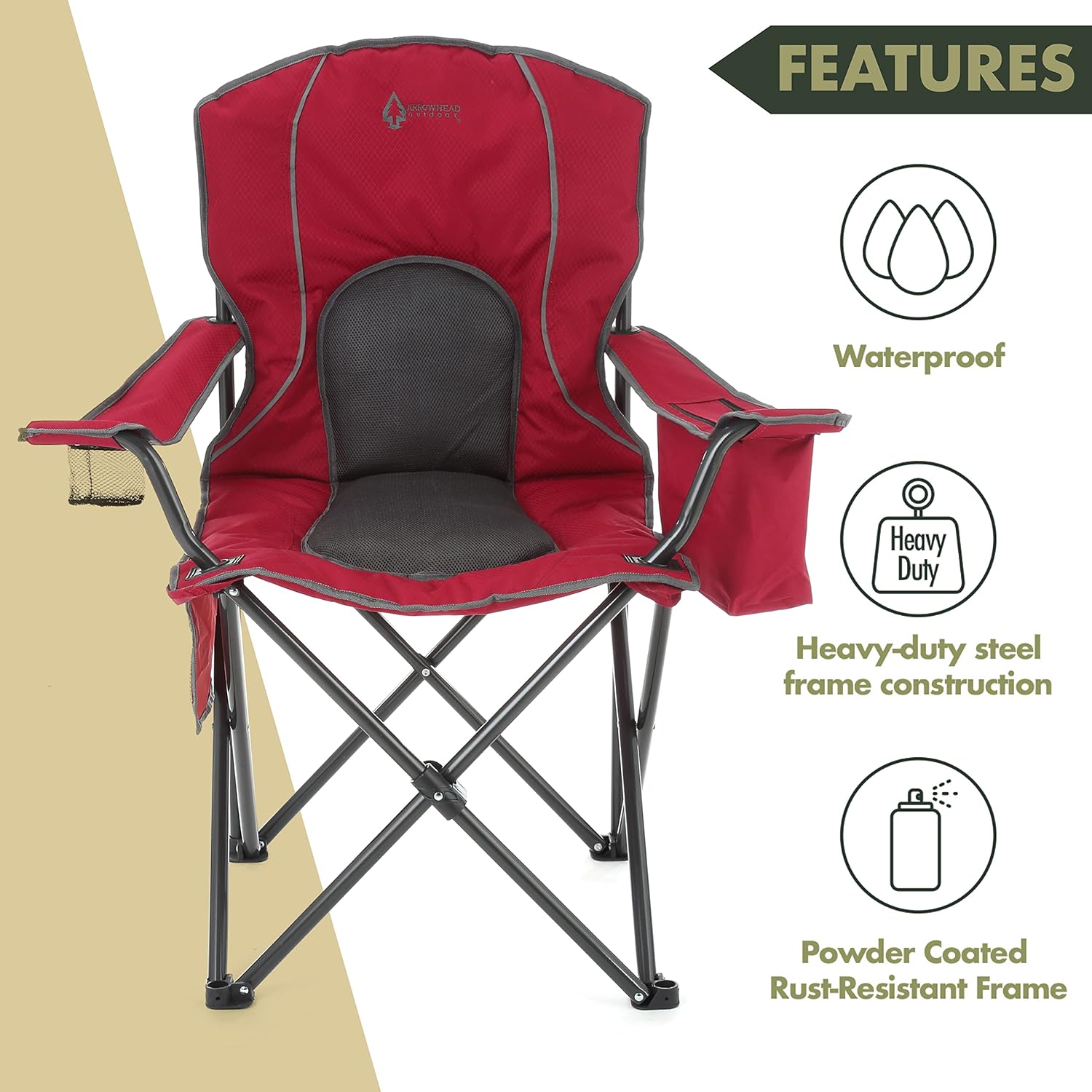 Portable Folding Camping Quad Chair w/ 4-Can Cooler