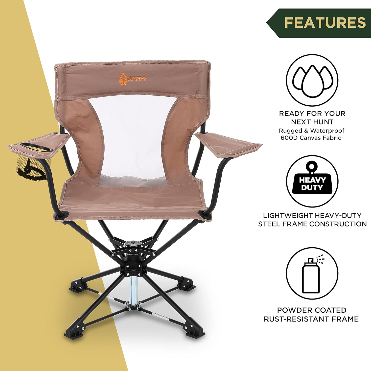360° Degree Swivel Hunting Chair with Armrests – Arrowhead Outdoor