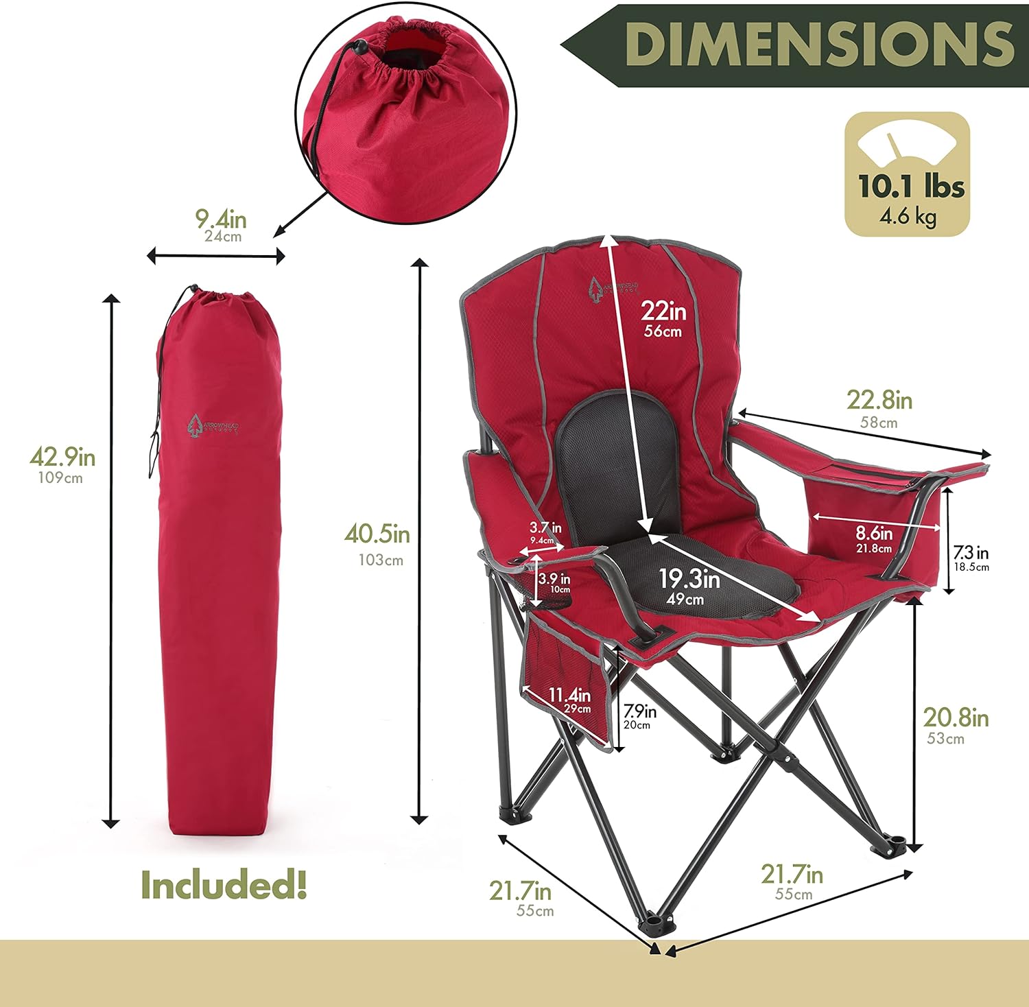 Portable Folding Camping Quad Chair w/ 4-Can Cooler