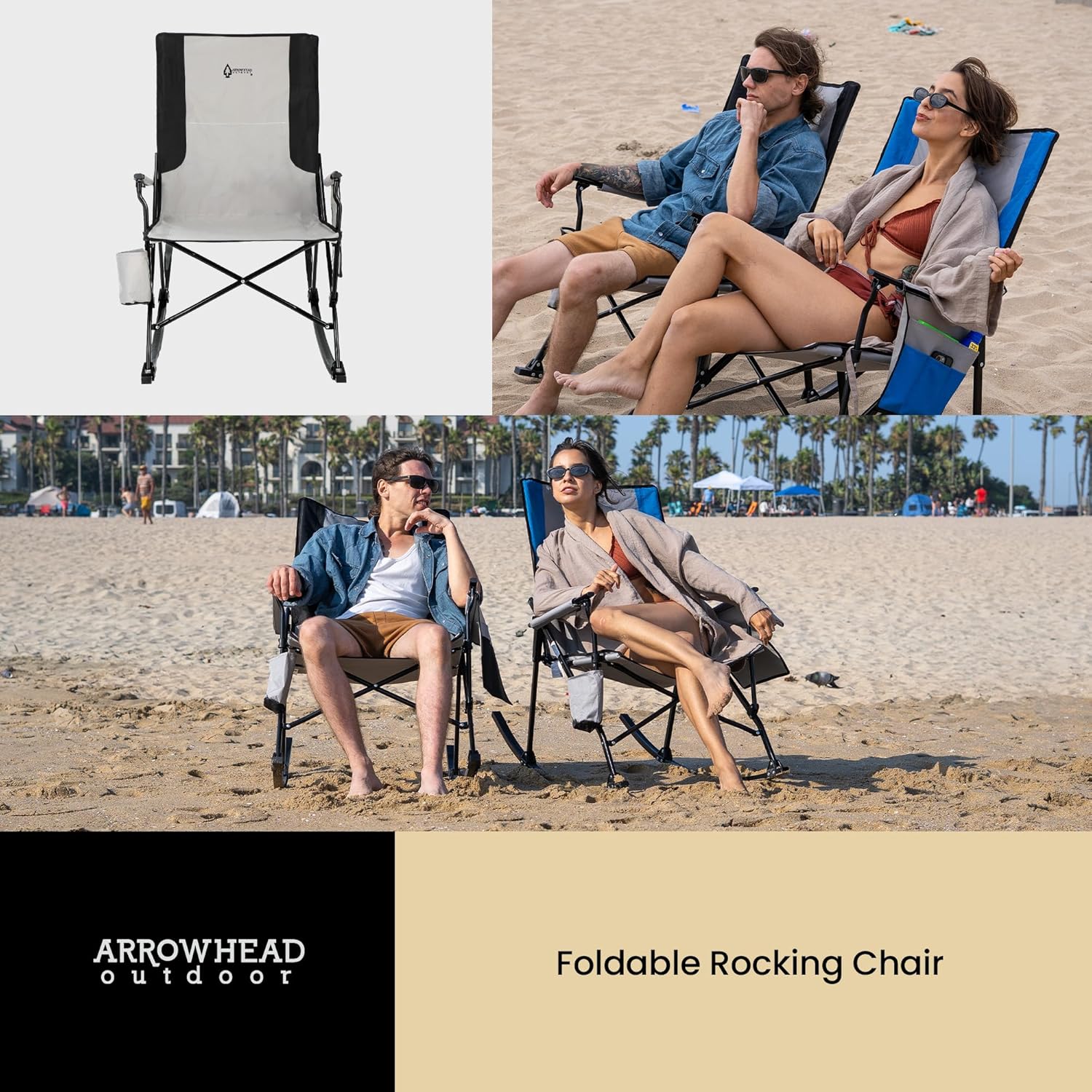 Foldable Rocking Camp Chair with Large Cup Holder
