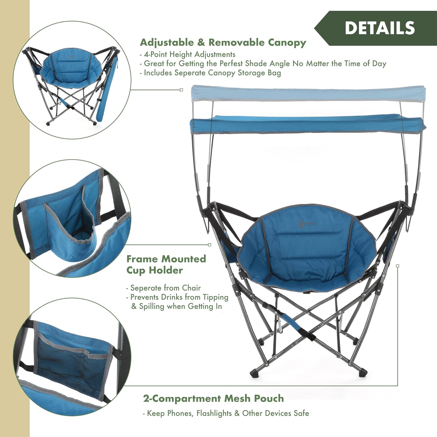 Portable Folding Swinging Hammock Camping Chair