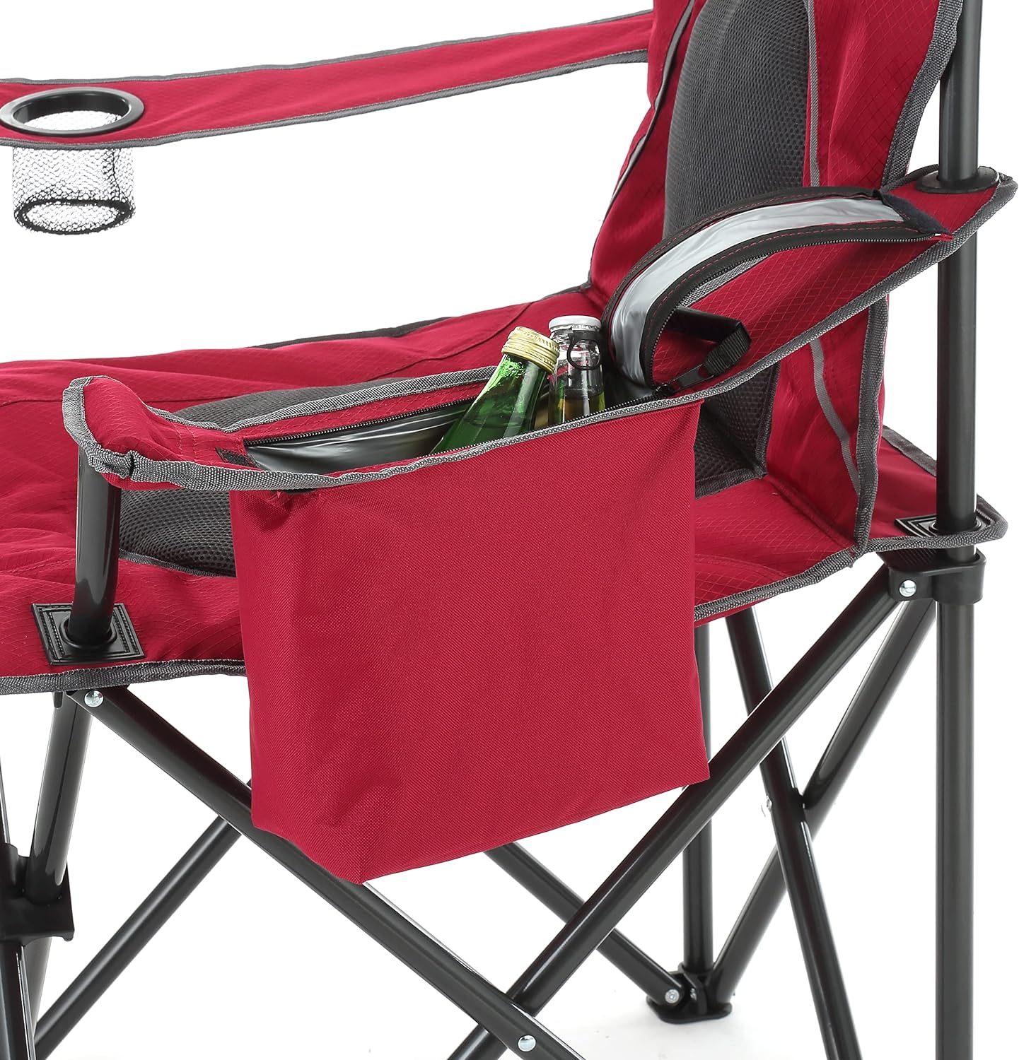 Portable Folding Camping Quad Chair w/ 4-Can Cooler