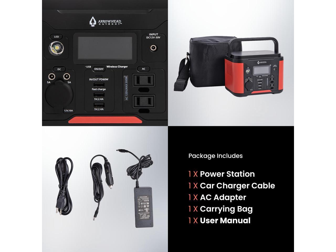Open Box 500W Portable Power Station – 296Wh Solar Generator Backup, MPPT Charge, 110V AC/DC Outlets